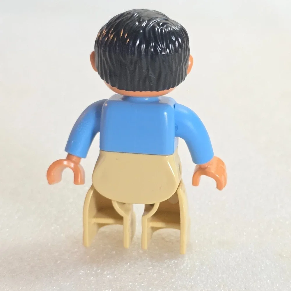 Lego Duplo Figure My First Shop Male Father Dad Blue Shirt Tan Pants 2.5